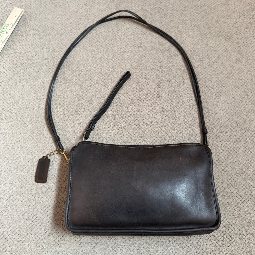 Vintage 1970s Coach Bonnie Cashin Basic Bag 9455 Black Leather Crossbody NYC